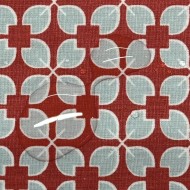 Tissu coton enduit Rodrigo géométrique bleu ciel sur rouge