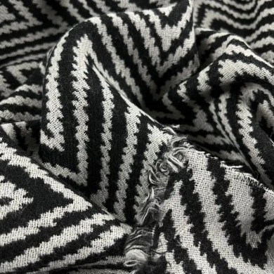 Tissu lainage acrylique à rayures chevron noir blanc Tissu lainage acrylique à rayures chevron noir blanc