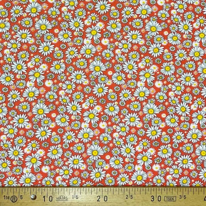 Tissu coton imprimé marguerite orange