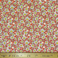 Tissu coton imprimé marguerite orange