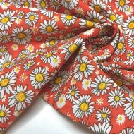 Tissu coton imprimé marguerite orange