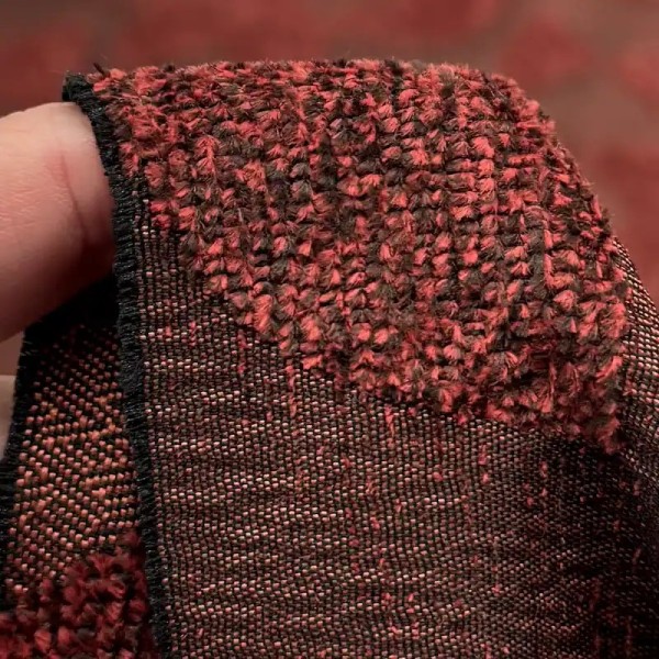 Tissus Jacquard Polyester Chenille Géométrique Réversible brique