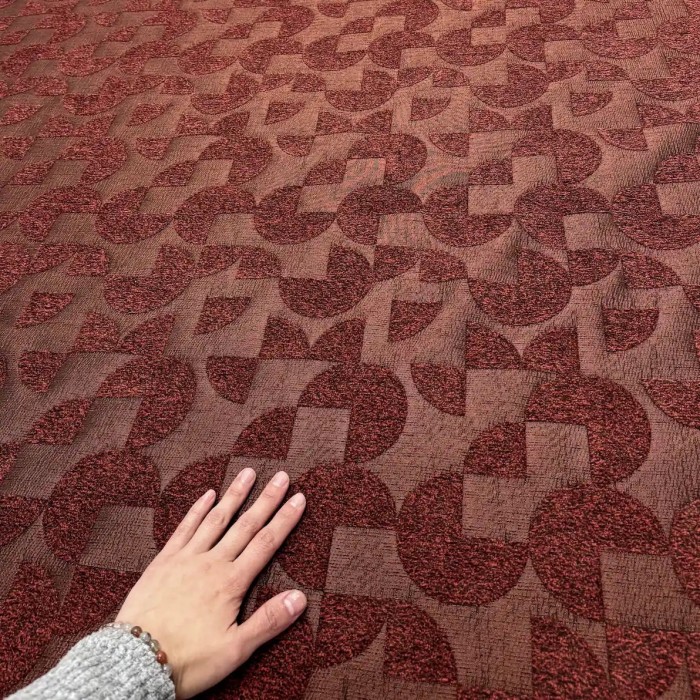 Tissus Jacquard Polyester Chenille Géométrique Réversible brique