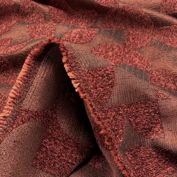 Tissus Jacquard Polyester Chenille Géométrique Réversible brique
