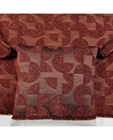 Tissus Jacquard Polyester Chenille Géométrique Réversible brique