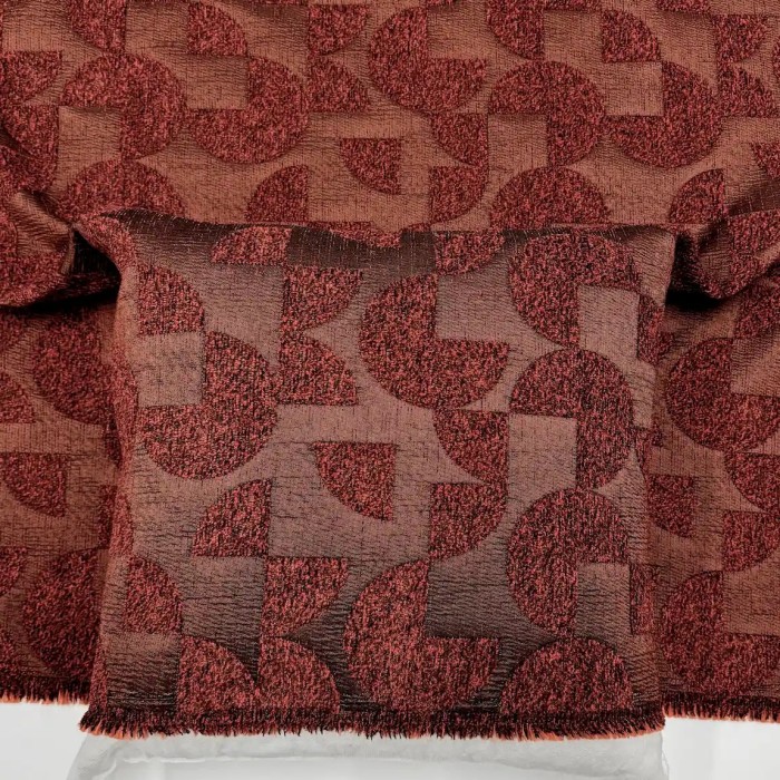 Tissus Jacquard Polyester Chenille Géométrique Réversible brique