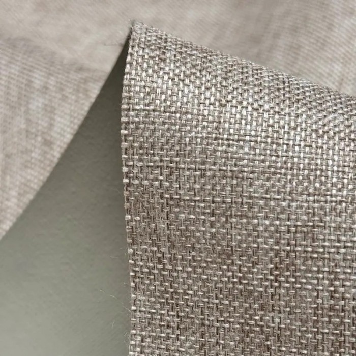 Tissu Occultant Polyester 3 Couches Phonique Thermique Uni Aspect Lin Grège