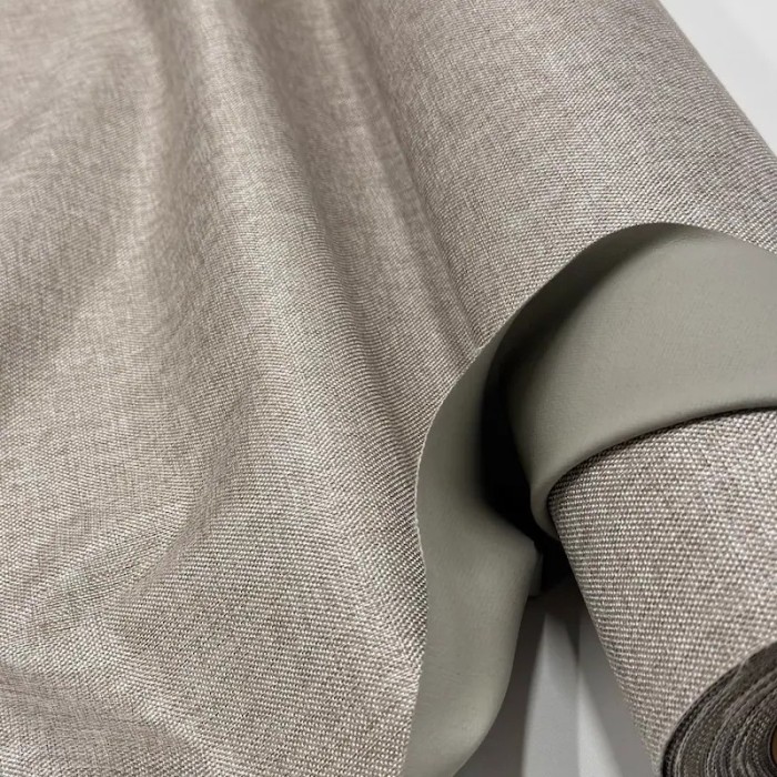 Tissu Occultant Polyester 3 Couches Phonique Thermique Uni Aspect Lin Grège
