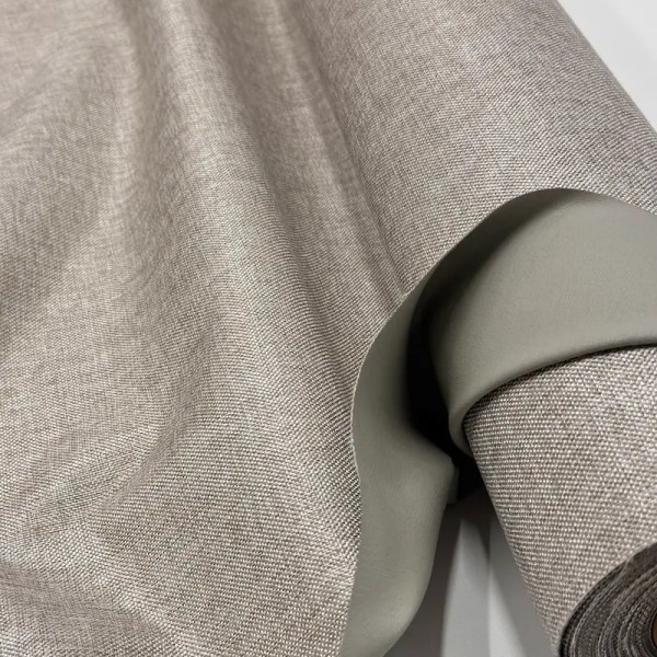 Tissu Occultant Polyester 3 Couches Phonique Thermique Uni Aspect Lin Grège