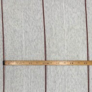 Tissu Voilage grand largeur polyester aspect Lin à rayures marron sur voile écru