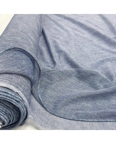 Tissu Voilage grand largeur polyester aspect lin uni bleu