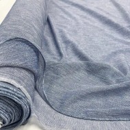 Tissu Voilage grand largeur polyester aspect lin uni bleu