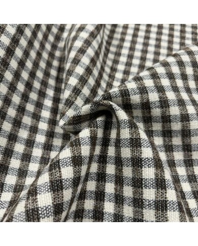 Tissu laine polyester carreaux marron