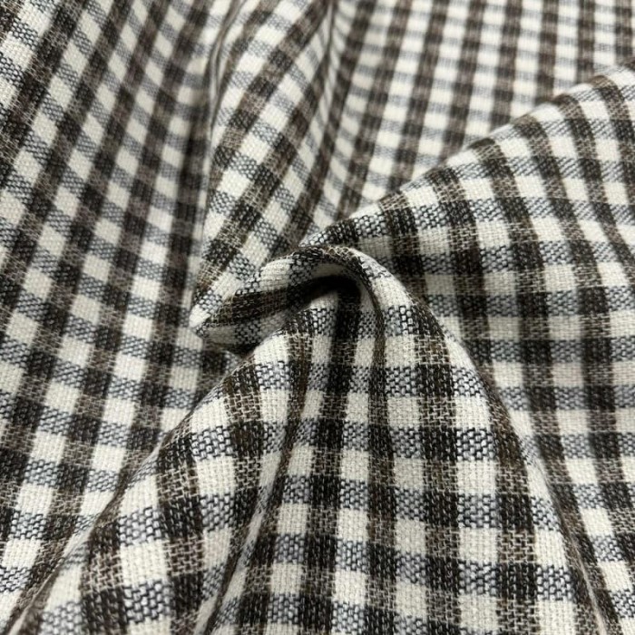 Tissu laine polyester carreaux marron
