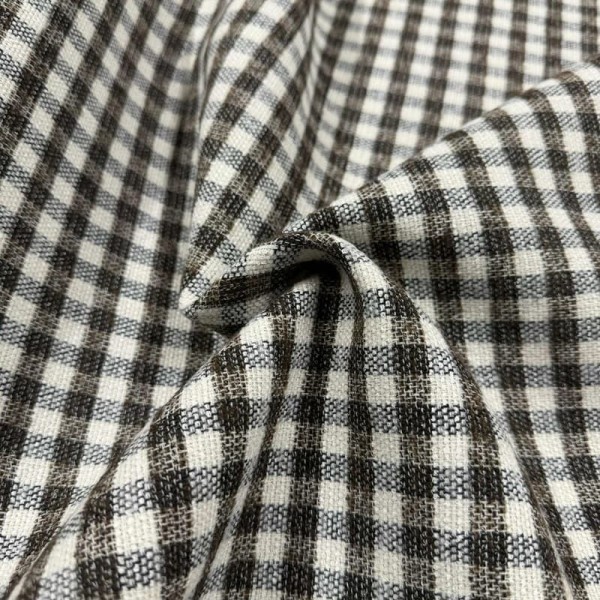 Tissu laine polyester carreaux marron
