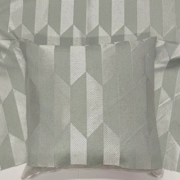 Tissu Jacquard Coton Polyester Géométrique Bicolore Vert de Gris