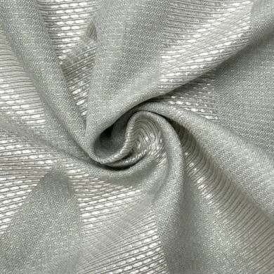Tissu Jacquard Coton Polyester Géométrique Bicolore Vert de Gris