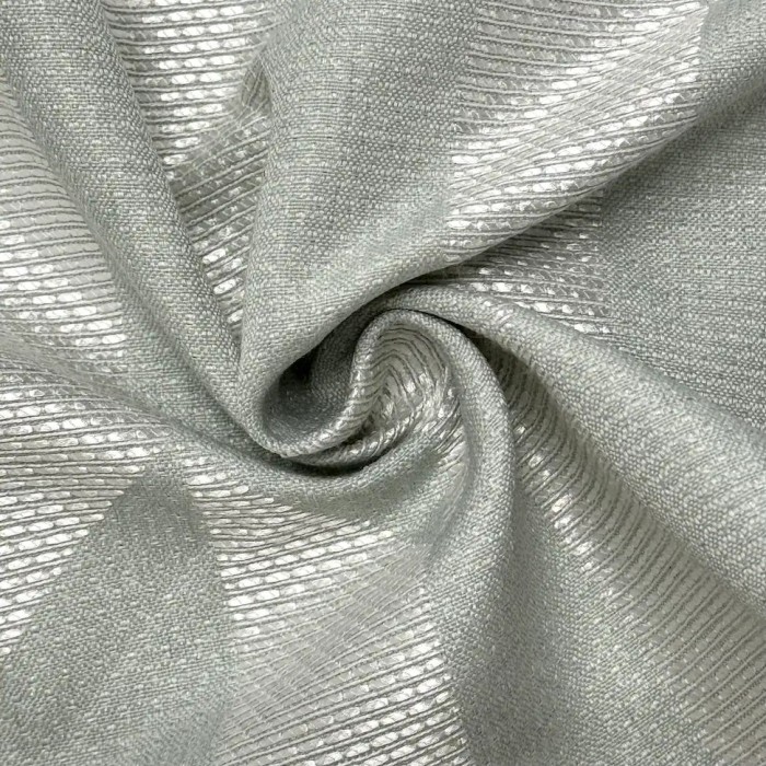 Tissu Jacquard Coton Polyester Géométrique Bicolore Vert de Gris