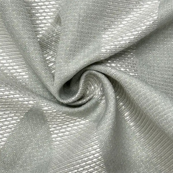 Tissu Jacquard Coton Polyester Géométrique Bicolore Vert de Gris