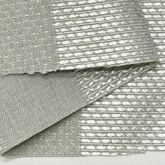 Tissu Jacquard Coton Polyester Géométrique Bicolore Vert de Gris