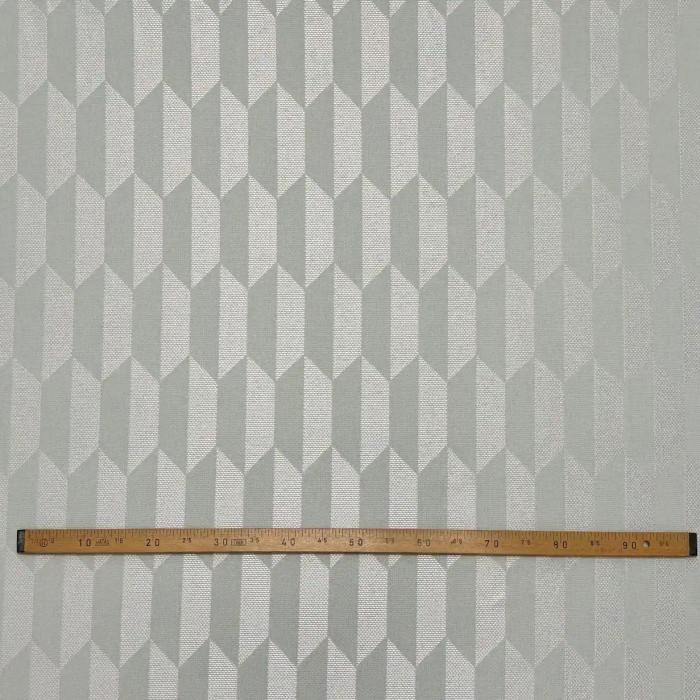 Tissu Jacquard Coton Polyester Géométrique Bicolore Vert de Gris