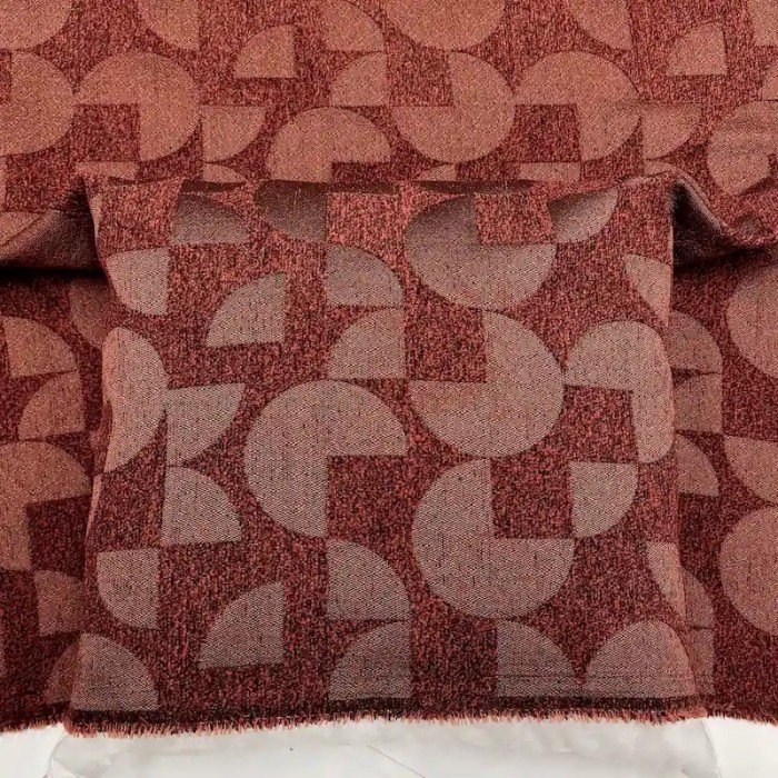 Tissu Jacquard Polyester Chenille Géométrique Réversible brique