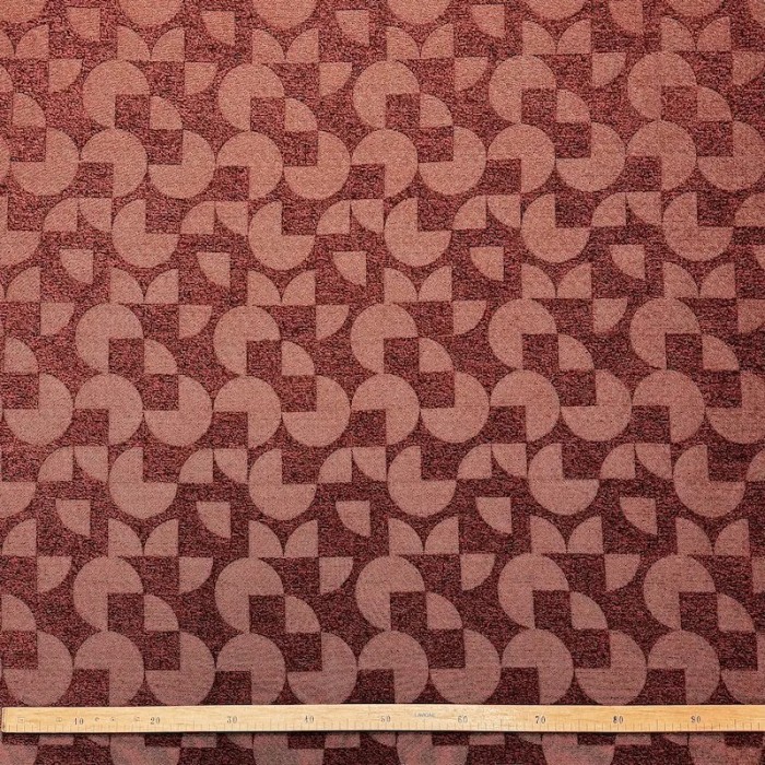 Tissu Jacquard Polyester Chenille Géométrique Réversible brique