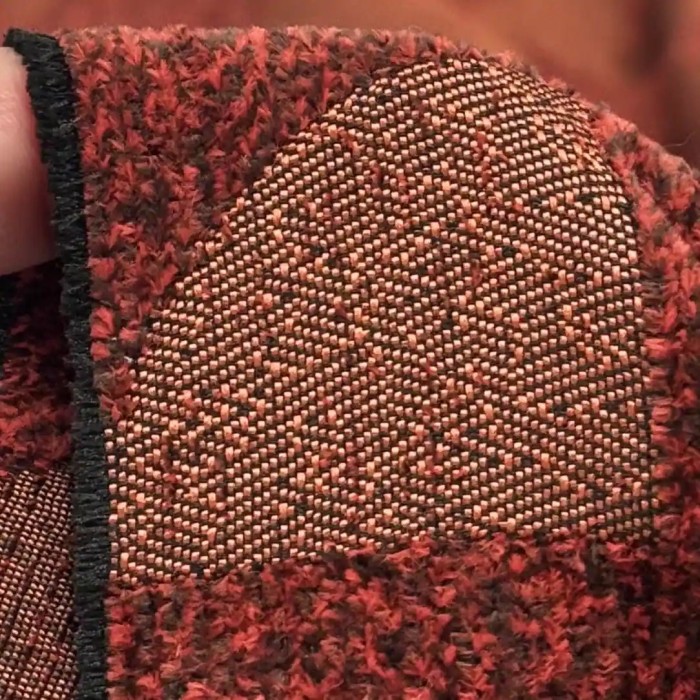 Tissu Jacquard Polyester Chenille Géométrique Réversible brique