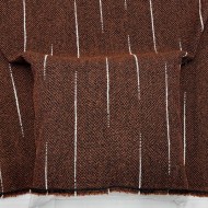 Tissu Jacquard Polyester Bouclette Terre Cuite Rayure Blanc