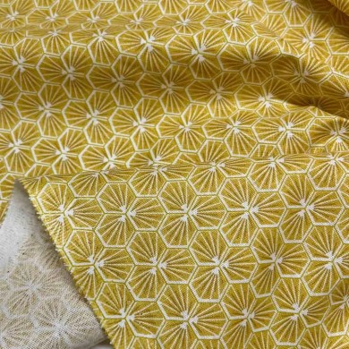 Tissu coton imprimé Riad jaune safran Tissu coton imprimé Riad jaune safran