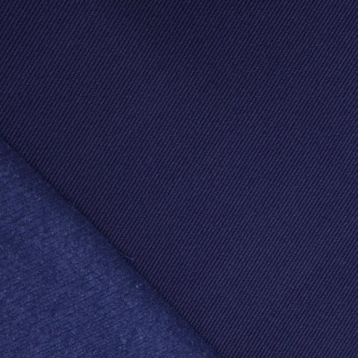 Tissu Sergé Polyamide Viscose Uni Bleu Foncé Violacé Stretch Gratté à l'Envers