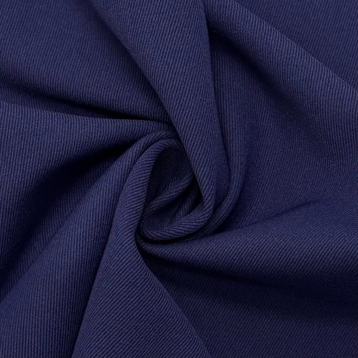 Tissu Sergé Polyamide Viscose Uni Bleu Foncé Violacé Stretch Gratté à l'Envers
