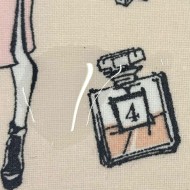 Tissu coton enduit J'aime Paris Tour Eiffel rose noir sur fond beige