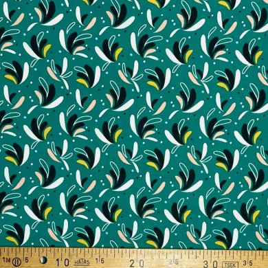 Tissu coton imprimé Modia vert mutli-couleur Tissu coton imprimé Modia vert mutli-couleur