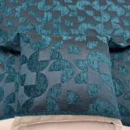 Tissu jacquard polyester chenille géométrique en relief bleu canard