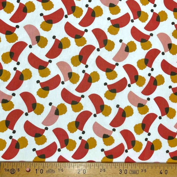 Tissu coton imprimé géo rouge multi couleur Tissu coton imprimé géo rouge multi couleur
