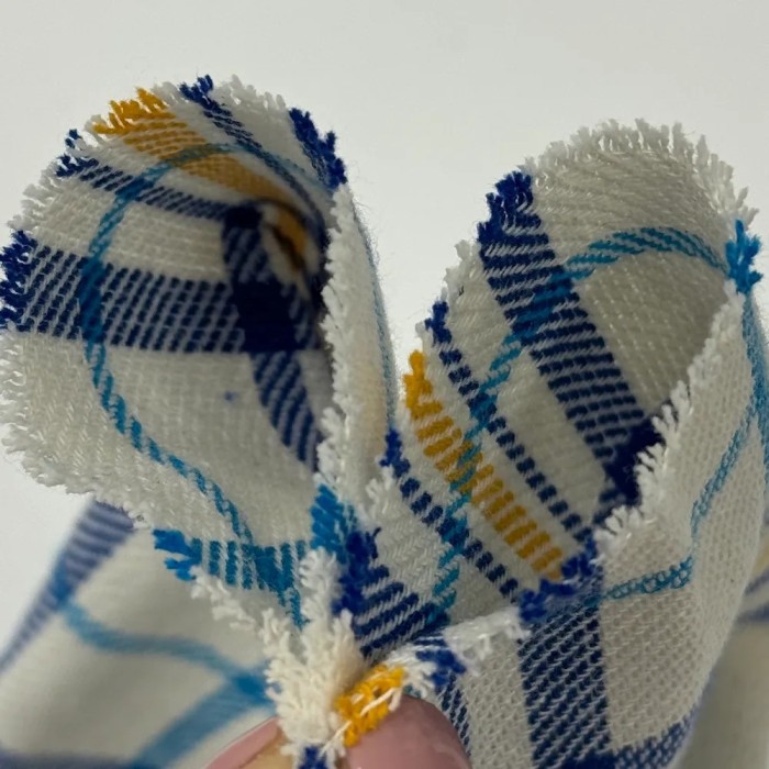 Coupon 100% Coton 300cm x150cm Carreaux Marine/ Bleu Clair/ Moutarde sur Écru