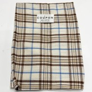 Coupon 100% Coton 50cm x150cm Carreaux Brun/ Bleu Clair/ Beige sur Écru