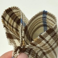 Coupon 100% Coton 300cm x150cm Carreaux Brun/ Bleu Clair/ Beige sur Écru