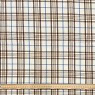 Coupon 100% Coton 300cm x150cm Carreaux Brun/ Bleu Clair/ Beige sur Écru