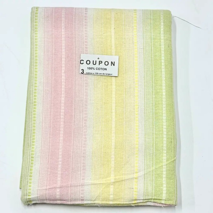 Coupon 100% Coton 300cm x150cm Rayures Pastel