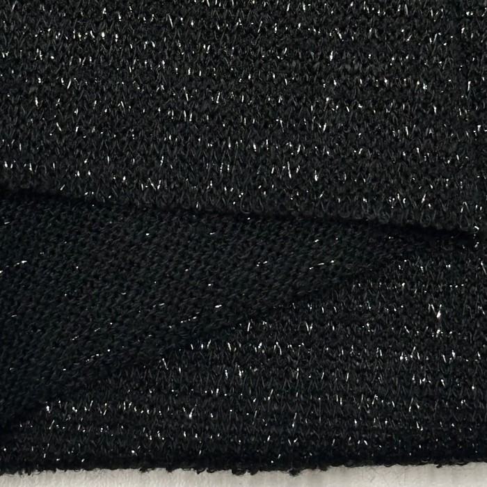 Tissu Maille Polyester Noir Lurex- Coupon 300cm x150cm