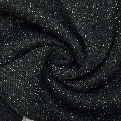 Tissu Maille Polyester Noir Lurex- Coupon 300cm x150cm