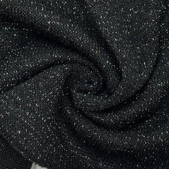 Tissu Maille Polyester Noir Lurex- Coupon 300cm x150cm