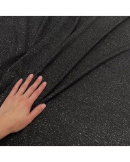 Tissu Maille Polyester Noir Lurex- Coupon 300cm x150cm