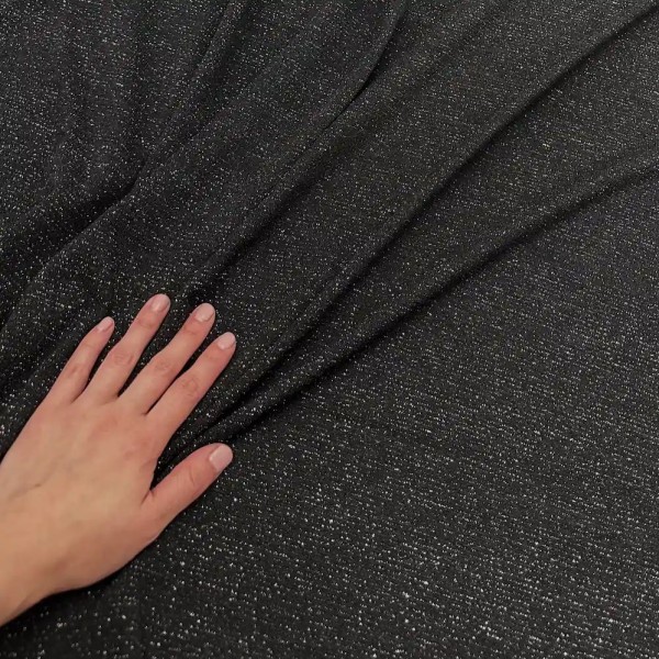 Tissu Maille Polyester Noir Lurex- Coupon 300cm x150cm