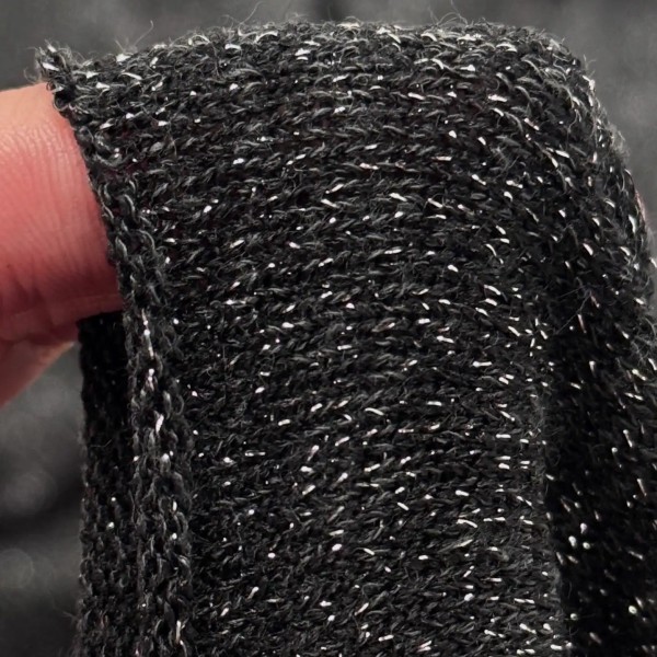 Tissu Maille Polyester Noir Gris Uni Lurex- Coupon 300cm x 150cm