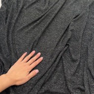 Tissu Maille Polyester Noir Gris Uni Lurex- Coupon 300cm x 150cm