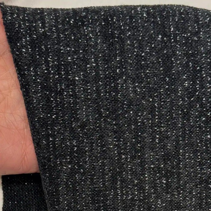 Tissu Maille Polyester Noir Gris Uni Lurex- Coupon 300cm x 150cm