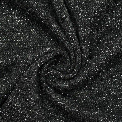 Tissu Maille Polyester Noir Gris Uni Lurex- Coupon 300cm x 150cm